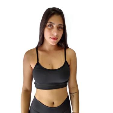 Imagem de Top alcinha feminino fitness com bojo removível TB moda fitness , Pret