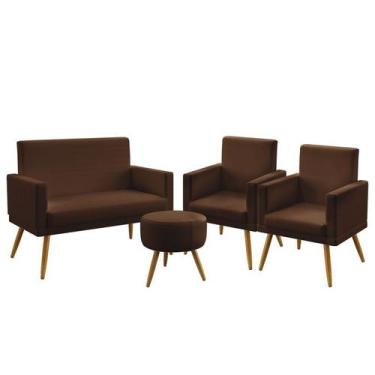 Imagem de Kit Poltrona Namoradeira e 2 Poltronas Decorativas Estofada Nina Com R