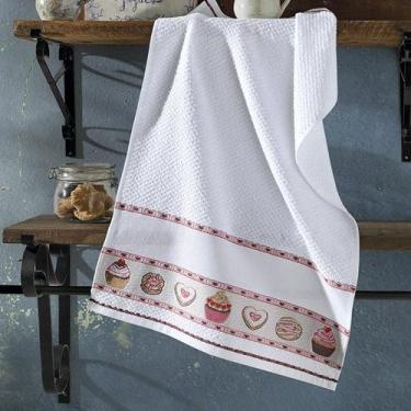 Imagem de Pano de Copa Dohler Jacquard Vigo Para Bordar Doces, Branco, 45x70cm