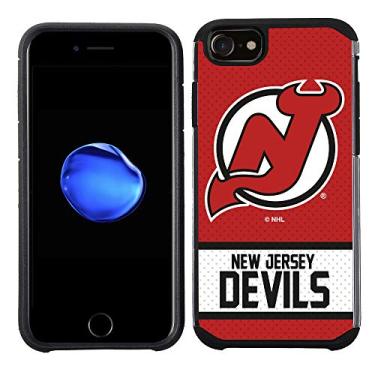 Imagem de Apple iPhone 8/iPhone 7/iPhone 6S/iPhone 6 - NHL Licenciado New Jersey Devils Red Jersey Capa traseira texturizada em TPU preto