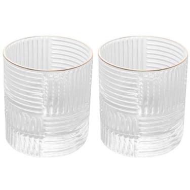 Imagem de Jogo De 2 Copos 320ml Para Whisky Borda Dourada Chess Wolff