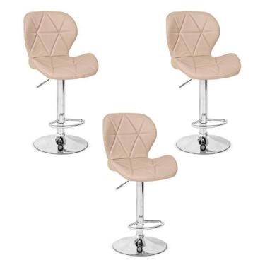 Imagem de Conjunto 03 Banquetas Slim Material Ecológico Regulagem de Altura - Nu