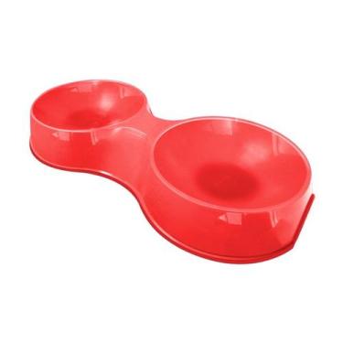 Imagem de Comedouro Furacão Pet Pop Duplo Vermelho para Gatos 190ml