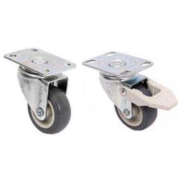 Imagem de (4pçs) Rodizio Girat. Placa 1pol. R158 Bp Pvc Anti Risco (2 Com Freio 