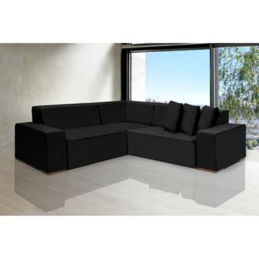 Imagem de Sofá Dubai 2.57x2.57m de Canto Retrátil - Sofisticato, preto