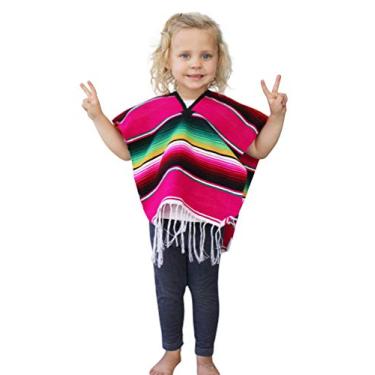Imagem de Del Mex – Fantasia infantil de poncho de serape mexicano para crianças de 2 a 14 anos, rosa, Ages 2-5