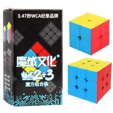 Imagem de AMGRBCUBO MoYu Meilong 2x2 3x3 Speed Cube Set Meilong 2+3 Professional Magic Cube Stickerless 2 in 1