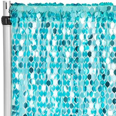 Imagem de Folha turquesa Payette lantejoulas em painel drapeado de tela (25 x 132 cm) 1 peça - design deslumbrante, cenário perfeito para casamentos, festas, eventos e fotografia