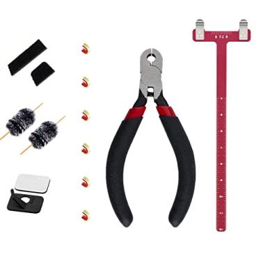 Imagem de DEERACE Conjunto de pontos de ancoragem de corda de arco – Régua quadrada T com alicate para acessórios de corda de arco recurvos e compostos (conjunto B, vermelho)