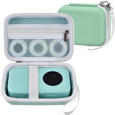 Imagem de Capa de impressão de etiquetas compatível com o rotulador Phomemo D30, Mini etiquetador adesivo etiquetador suporte de armazenamento também serve para memSubs} para COLORWING Rolo de papel de fita e cabo USB (somente caixa) (verde)