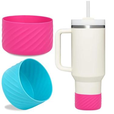 Imagem de LUCKINEE 2 peças de protetor de base de bota de silicone para Stanley Tumbler de 567 a 1,134 g, acessórios de copo compatíveis com garrafa de água Hydro Flask de 340 a 680 g e mais garrafas com fundo
