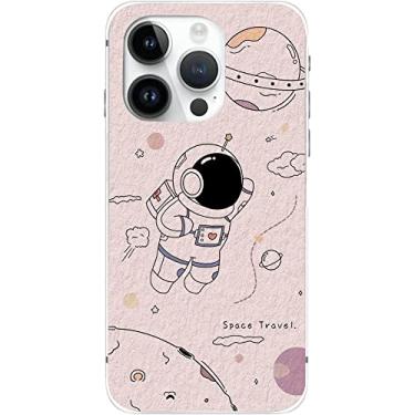 Imagem de ZHEPAITAO Capa compatível com iPhone 13 Pro Max – Fantasia fofo astronauta bebê rosa design viagem espacial com proteção contra quedas à prova de choque capa protetora de TPU macio