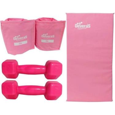 Imagem de kit funcional peso musculação halteres 3 kg tornozeleira peso 3 kg col