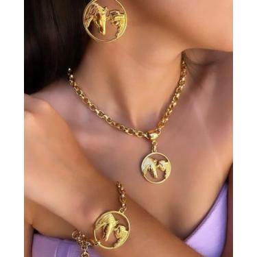 Imagem de Kit Feminino Cavalo ea moça Banhado a Ouro18k - Baronesa imports18k 