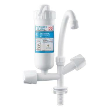 Imagem de Torneira com Filtro de Água Herc Mesa 1/2P Branca Bica Móvel