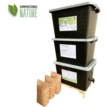 Imagem de Composteira Doméstica Minhocário 90 L incluso suporte - Nature - Belo 