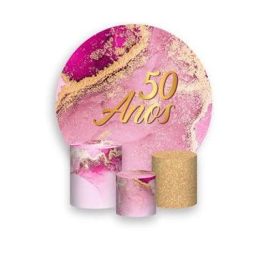 Imagem de Painel De Festa Redondo 1,50x1,50 + Trio De Capas Cilindro - Efeito Má