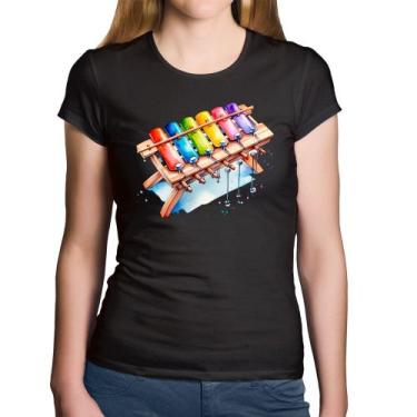 Imagem de Baby Look Algodão Xilofone - Foca na Moda, Preto, M