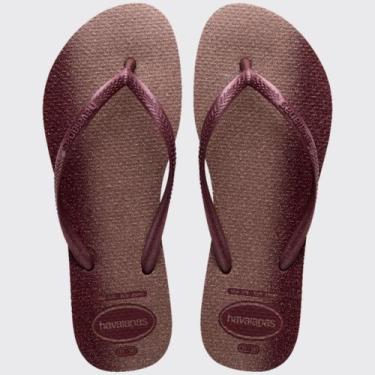 Imagem de Chinelo Feminino de Dedo Casual Havaianas Slim Gloss, Amaranto, 35