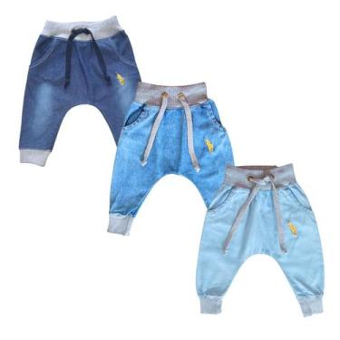 Imagem de KIT 3 Calças Jeans Bebê Infantil Enxoval Maternidade - Patrulha Street