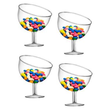 Imagem de Kit C/4 Taça inclinada Tropical Acrilico 400ml Peq. 15x12cm - TT
