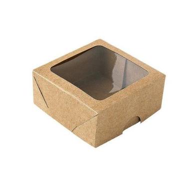 Imagem de Caixa com Visor S16 (7cm x 7cm x 3cm) Kraft 10 unidades Assk  Embalage