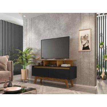 Imagem de Rack Rubi 1.2 em Madeira Preto Fosco Cinamomo para TV até 50 Polegadas