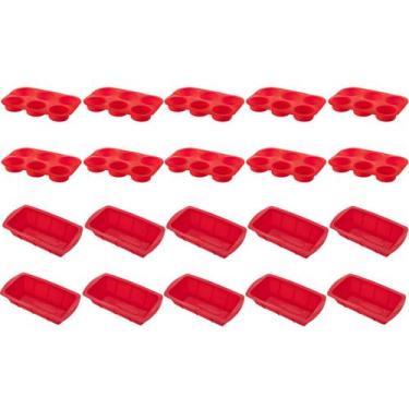 Imagem de Jogo Forma Para Pães + Forma Cupcake Sortida Silicone 10Un - QUALITY H