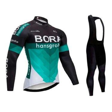 Imagem de Kit Bretelle Camisa Manga Longa Ciclismo Bora Dryfit Gel Uv - Decole, 