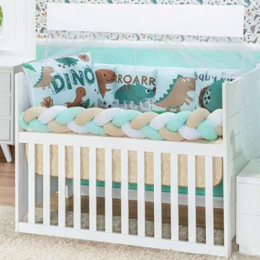 Imagem de Kit Berço Trança Completo Chuva de Amor Arco Iris Nuvem Coração 10 peç