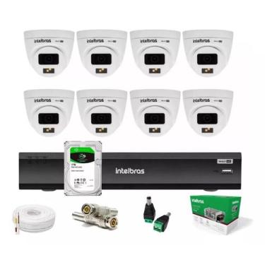 Imagem de Kit 8 Cameras Seguranca Intelbras 3220 Full Color C/ Audio, Dvr 8ch Im