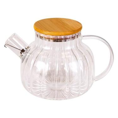 Imagem de Chaleira de Vidro com Coador Inox Tampa de Bambu 1 Litro - YASAA