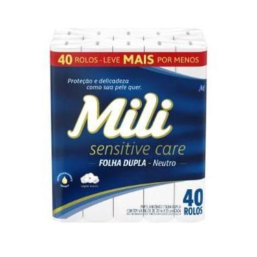 Imagem de Papel Higiênico MILI Sensitiv Folha Dupla 30m Pacote com 40un