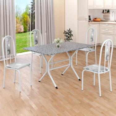 Imagem de Conjunto Sala de Jantar Mesa Retangular 100x60cm Tampo Granito Ocre 4 