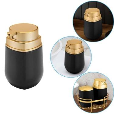Imagem de Porta Sabonete Líquido Preto e Dourado Fosco Linha Conceito - 450ml - 