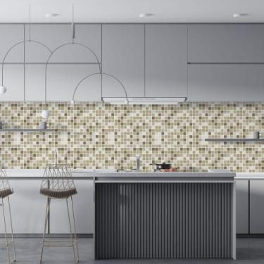 Imagem de Papel De Parede Adesivo Pastilhas Lavável - AUM Adesivos, Bege