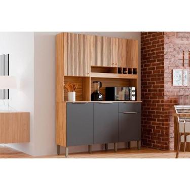 Imagem de Kit De Cozinha Compacta Moscato 6 Portas E 1 Gaveta 197x151cm Amendoa-chumbo - Ronipa