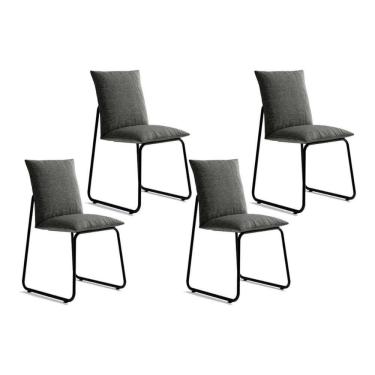 Imagem de Kit 4 Cadeiras Sala Jantar Soft 1750 4 Uni Preto/Linho Grafite - Carraro