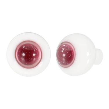 Imagem de YOKIVE 1 par de globos oculares de 10 mm para artesanato, olhos redondos realistas de vidro, feitos à mão, para boneca, festa de Halloween, máscara de terror, decoração DIY (glitter interno rosa)