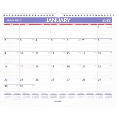 Imagem de Calendário de parede 2022 da AT-A-GLANCE, 38 cm x 30 cm, médio, mensal (PM828)