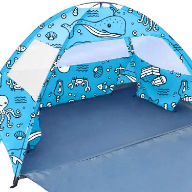 Imagem de Barraca de praia Ocean World para crianças e família | Proteção contra sol 3-4 pessoas | Proteção UV UPF 50+ | Cabana de dossel à prova d'água PU800 | Barraca para praia ou acampamento