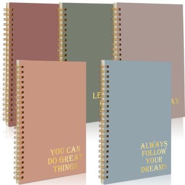 Imagem de Gueevin Pacote com 5 cadernos espirais estéticos materiais escolares A5 pautado largo, 160 páginas/80 folhas, caderno fofo para trabalho, estudantes, material de escritório (cores suaves