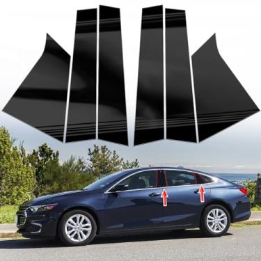 Imagem de AMSPRAC Guarnição de Postes de Pilares de Porta de Carro, Capas de Painel de Postes de Pilares de Janela de Porta Adequadas para Chevrolet Malibu 2016-2021, Adesivos Anti-Riscos pa (, Preto Brilhante)