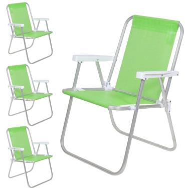 Imagem de Cadeira de Praia Alta Sannet Alumínio com 4 Unidades Verde BEL