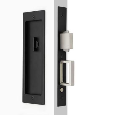 Imagem de Fechadura retangular para porta de bolso de privacidade e puxador de borda, maçaneta deslizante moderna estreita, trava de puxar (cama/banho), ferragens embutidas para porta de espessura de 3,5 a 6,8