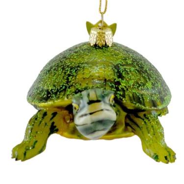 Imagem de Noble Gems Kurt Adler Enfeite de tartaruga terrestre de vidro de 10 cm