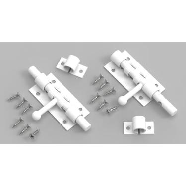 Imagem de Fechadura de porta de entrada sem chave, trava de metal de segurança para porta, travas deslizantes resistentes para portas externas com ferragem de orifício de cadeado para cercas de madeira e portas