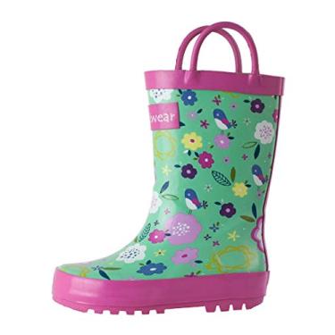 Imagem de OAKI Botas de chuva infantis - Botas de chuva infantis perfeitas para qualquer clima - Botas de chuva de borracha durável para bebês mantêm os pezinhos secos, leves à prova d'água com alça fácil de