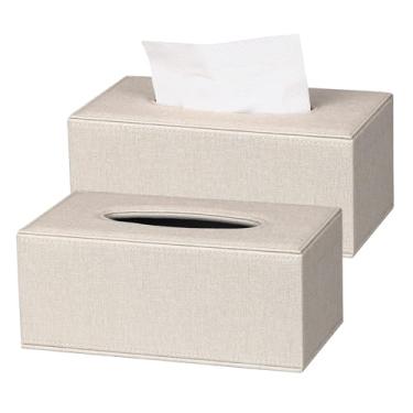 Imagem de ArcaGuru Pacote com 2 capas de caixa de lenços de papel, suporte de caixa de lenços de papel elegante com fundo magnético, caixa de lenços retangular para penteadeira, tanque de banheiro, balcão, mesa