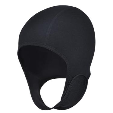 Imagem de REALON Touca de neoprene com capuz de mergulho, para natação, ajustável, proteção para a cabeça, queixo, 2 mm, masculino, feminino, jovem, à prova de vento, surf, chapéu térmico para rafting, canoa,